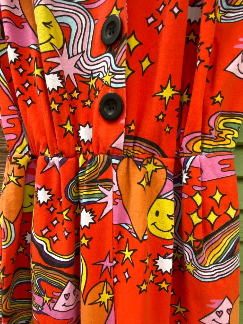 Nooworks Bright Orange Retro Print Sleeveless Jumpsuit - Picture 3 of 7